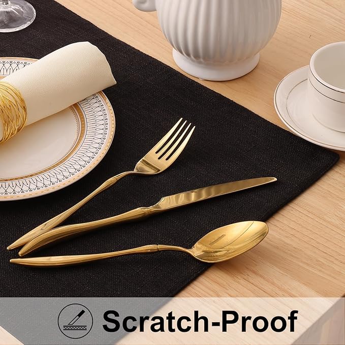 homing Cotton Linen Placemats Set of 6, Cloth Washable Farmhouse Dining Table Mats for Indoors & Outdoors, Easy to Clean, Black, 13 x 19 Inch