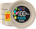 Ivory Plastic Plates - 9 Inch, 100 Pack, 350 GSM