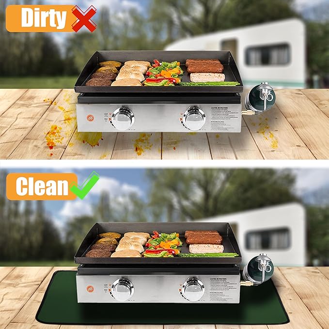 Green 25x19.5 Inchs Heat Resistant Mat for Outdoor Grill Table,Fireproof Under Blackstone Griddle BBQ Mat,Air Fryer Mat,Indoor Fireplace Mat, Protect Your Table and Grill Table（0.04in Thickness）