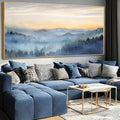 YJYart Blue Prints for Wall Decor Forest Wall Art Mountain Canvas Pictures 40"x86" Large Posters for Dining Room Office Artwork