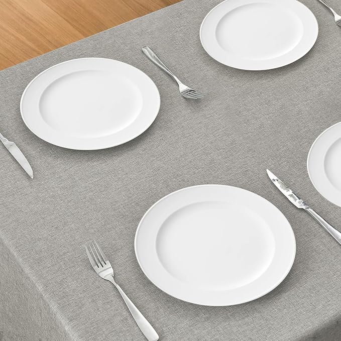 Rectangle Tablecloth Linen Texture Waterproof and Stain-Resistant Tablecloth, Kitchen Dining Table Decoration, 60 x 84 inch Fabric Natural Color