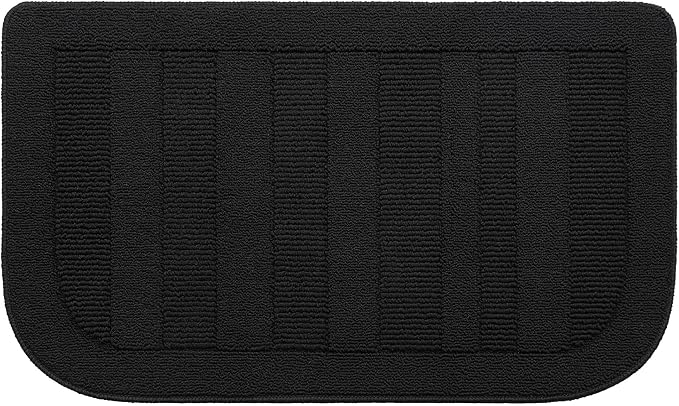 BEQHAUSE 24x40 Inch Kitchen Rug Mat Durable Kitchen Rugs Non-Slip Washable Absorbent Kitchen Mats for Floor Dirt-Resistant Semicircular Kitchen Mat (Black)