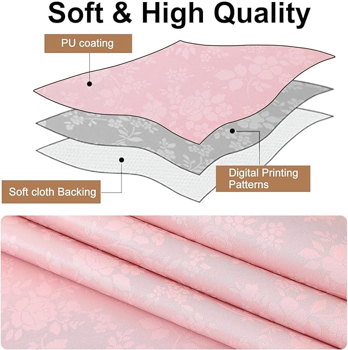 Smiry Round Table Cloth, Waterproof Heavy Duty Vinyl Tablecloths, Wipeable Washable Table Cover for for Dining, Kitchen & Valentines(Pink, 70" Round)