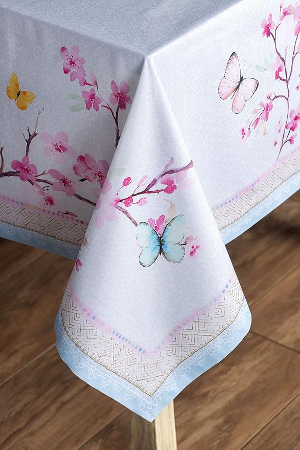 Maison d' Hermine Table Cloth Rectangle Table 100% Cotton 54 x 72 Inches Tablecloth Reusable Decorative for Dining Room Farmhouse Home Valentines Day Decorations Spring Summer - Blossoms in Spring