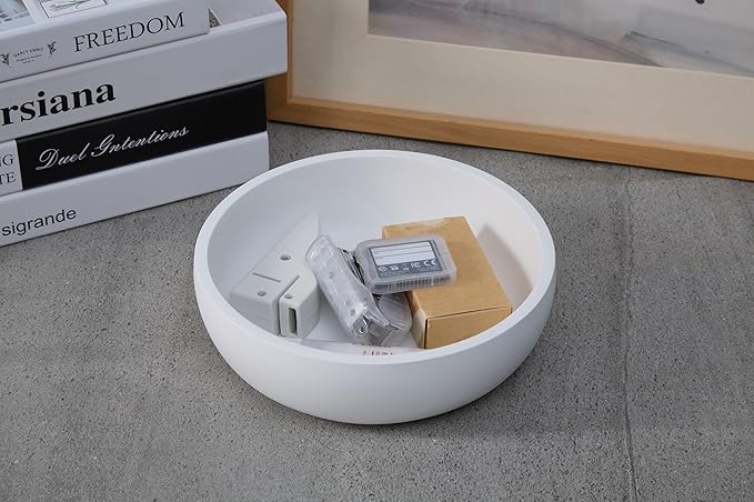 Aotea Crafts 7.9" Large White Key Bowl for Entryway Table Decor - Modern Concrete Sturdy Decorative Key Holder Bowl for Keys