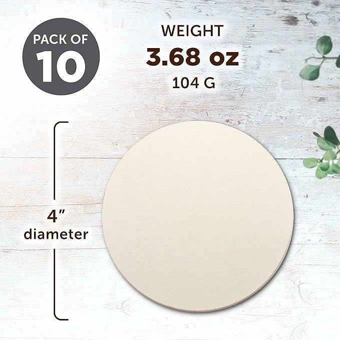 DISCOUNT PROMOS Ceramic Coasters Set of 10, Bulk Pack - 4 Inches with Cork Bottom Pad, Perfect for Hotel, Bar, Restaurant - Natural