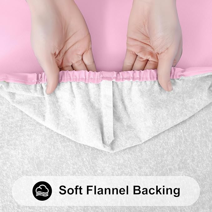 Smiry Rectangle Tablecloth, Elastic Fitted Flannel Backed Vinyl Tablecloths for 8ft Folding Tables, Waterproof Wipeable Table Covers for Valentine's Day, Outdoor, Picnic and Camping (Pink, 30"x96")