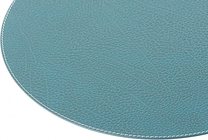 Nikalaz Oval Placemats Set (Pack of 4) Recycled Leather Table Mats 18 x 13 inches (45.7 x 33 centimetres), Kitchen Dining Table Decor by Nikalaz (Petroleum Green)
