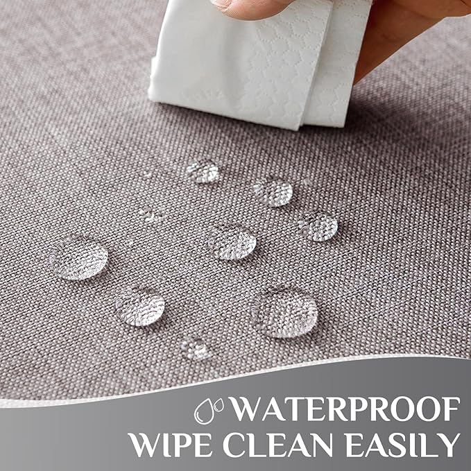 Softalker Large Outdoor Tablecloth Rectangular 104 x 60 Inch Gray Linen Textured Table cloth Stain and Wrinkle Resistant Table Cover for Spring,Easter,Summer,Party,Garden,Coffee Vintage Decor Tabletop