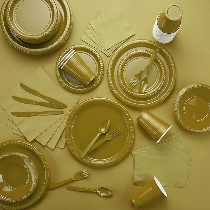 100 Pack Gold Beverage Napkins, Big Party Pack, 2 Ply, Ideal for Wedding, Party, Birthday, Dinner, Lunch, Cocktails. (5” x 5”) by Amcrate