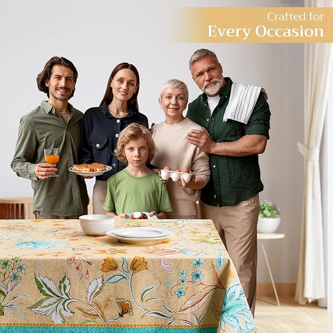 Maison d' Hermine Table Cloth Rectangle Table 100% Cotton 70 x 108 Inches Tablecloth Reusable Decorative for Dining Room Farmhouse Home Valentines Day Decorations Spring Summer - Luxury Loft - Peach
