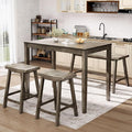 Sophia & William Dining Table Set for 4, Wooden Kitchen Table Set with Bench and 2 Chairs, Space-Saving Farmhouse Dining Sets, Smoky Brown
