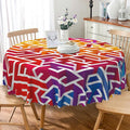 Laeacco 70 Inch Maze Round Tablecloth Colorful Labyrinth Texture Modern Geometric Abstract Art Print Table Cloth Washable Waterproof Wrinkle Free Table Cover for Kitchen Dining Picnic Party Decor