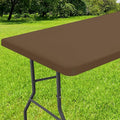 Smiry Rectangle Tablecloth, Elastic Fitted Flannel Backed Vinyl Tablecloths for 4ft Folding Tables, Waterproof Wipeable Table Covers for Indoor, Outdoor, Picnic and Camping (Brown, 30"x48")