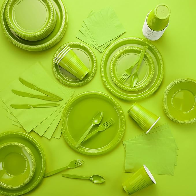 100 Pack Green Beverage Napkins, Big Party Pack, 2 Ply, Ideal for Wedding, Party, Birthday, Dinner, Lunch, Cocktails. (5” x 5”) by Amcrate
