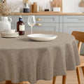 JIUZHEN Round Textured Table Cloth Linen Wrinkle Free Stain Resistant Farmhouse Decorative Circular Tablecloth for Kitchen, Dining, Party, Wedding, Outdoor Use (50 Inch Round,Khaki)