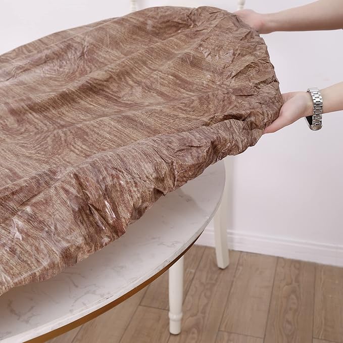 Walrus Round Vinyl Fitted Tablecloth with Flannel Backing Elastic Edge Design Table Cover Waterproof Oil-Proof PVC Table Cloth Stain-Resistant Best for 37"-44" Round