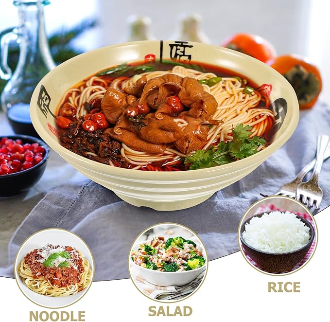 STOBAZA Melamine Ramen Bowl Large Noodle Soup Container for Restaurant Use Smooth Finish Household Tableware for Rice Noodles Dessert and Asian Cuisine