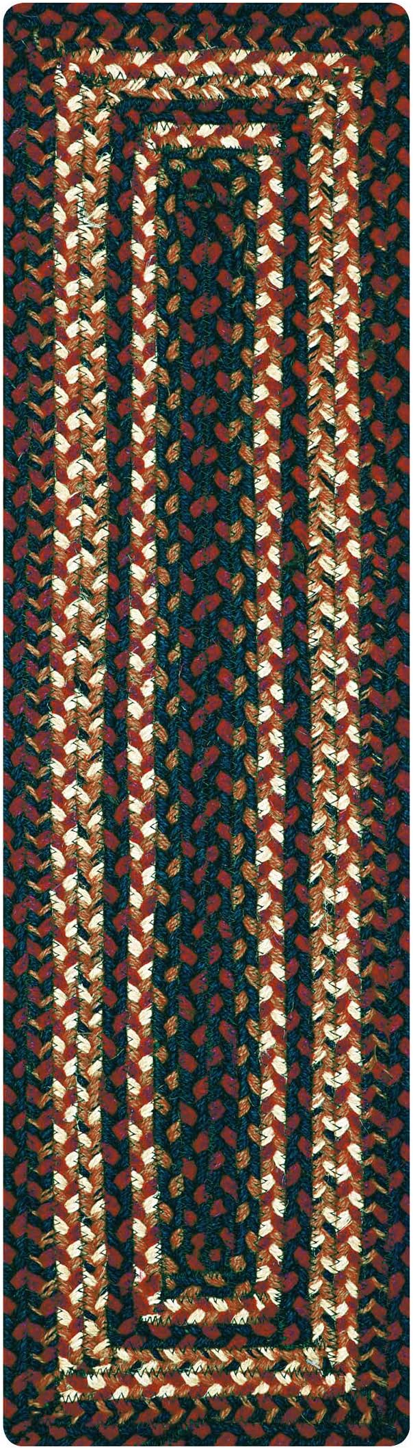 Homespice Prescott Jute Braided Dinner Table Runner, Warm Primitive Decor, Set of 2, Black and Red Rectangle 8x28 - Rich Colors, Easy to Clean, Durable and Protects Furniture