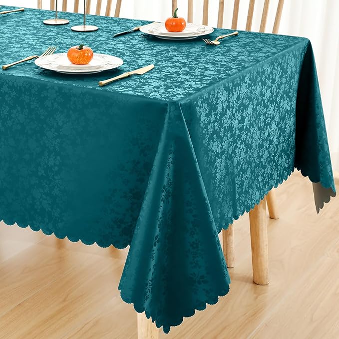 Smiry Square Table Cloth, Waterproof Heavy Duty Vinyl Tablecloths, Wipeable Washable Table Cover for Kitchen and Dining (Emerald Green, 60" X 60")