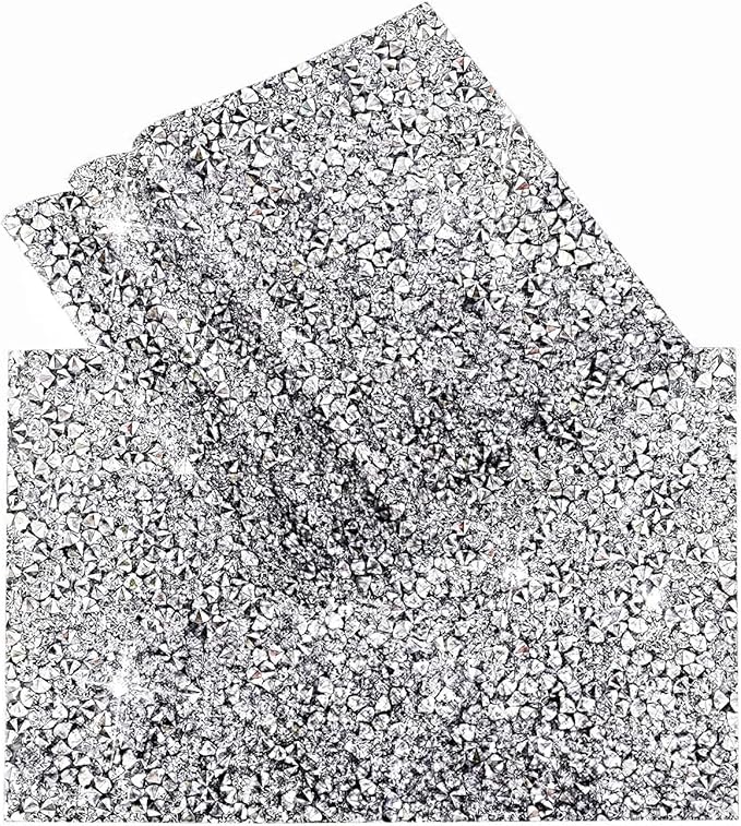 Silver Placemat Heat Resistant Square Trivet With Rhinestone Decor - Crushed Diamond Bling Sparkly Mat Set of 1