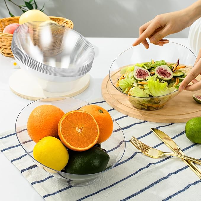 Goodluck 5 Pack Clear Plastic Serving Bowls for Party - 20 OZ Angled Disposable Serving Bowls for Wedding Party Chip, Candy, Salad & Fruit