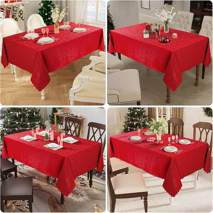 Smiry Rectangle Table Cloth, Waterproof Heavy Duty Vinyl Tablecloths, Wipeable Washable Table Cover for Kitchen and Dining Room (Red, 54" X 108")