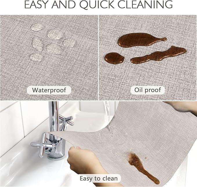 Faux Leather Placemats Set of 4 Washable PU Table mats for Kitchen Table - Heat Resistant, Waterproof, Easy Clean, Anti Slip 11.8" x 17" (Beige-4 Pack)