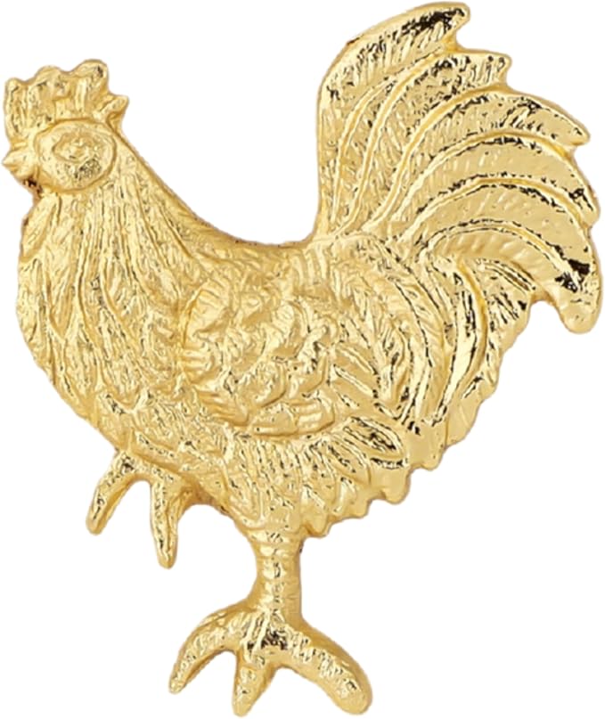 CLEENTABLE Napkin Rings Set of 12, Metal Napkin Holder Cuffs for Dinner Table Décor, Thanksgiving Rooster Farmhouse Modern Serviette Rings for Christmas, Weddings, Receptions, Gold