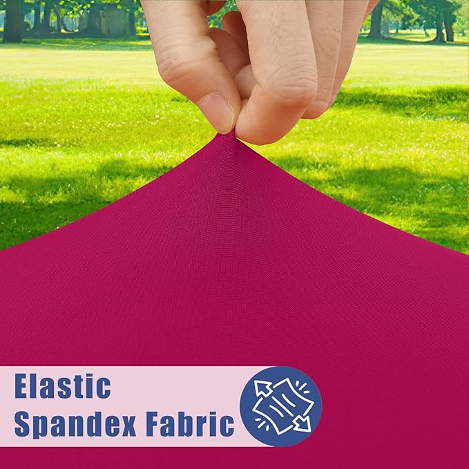 Spandex 4 Foot Rectangle Table Cloth 2 Pack, Elastic Fitted Tablecloths for Picnic, Stretch Washable Patio Table Cover for Outdoor, Camping, Banquet and Parties (Fuchsia, 30"x48")