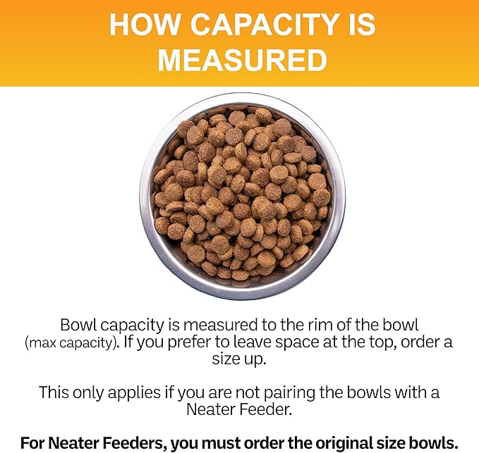 Neater Pet Brands 1.5 Cup (12 oz.) Stainless Steel Dog Bowls, Set of 2 Neater Feeder Replacement Bowls (Cat/Small Models), Dog Food Bowl & Water Bowl, Dishwasher Safe Metal Dish for Cats & Small Dogs