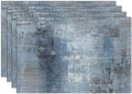Emvency Farmhouse Placemats Set of 4, 12x18 Inch Modern Abstract Art Painting Denim Blue Table Mats for Outdoor Home Party Kitchen Dining Decoration