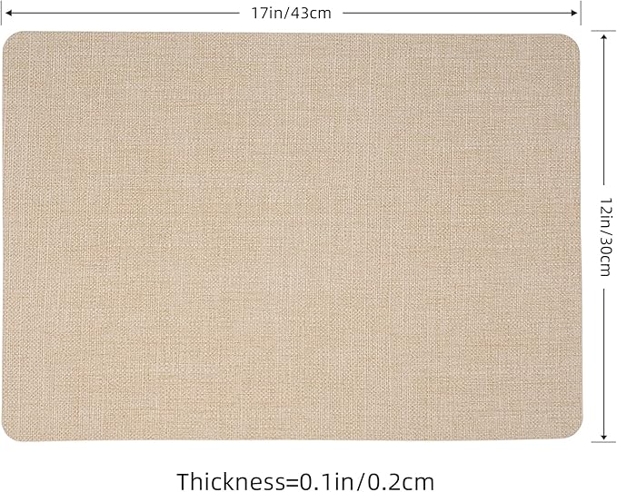 Heat Resistant Placemats Set of 4, 17x12in Waterproof Wipeable Faux Leather Non Slip Table Mats, Easy to Clean, Stain Resistant, for Kitchen Dining Room– Taupe