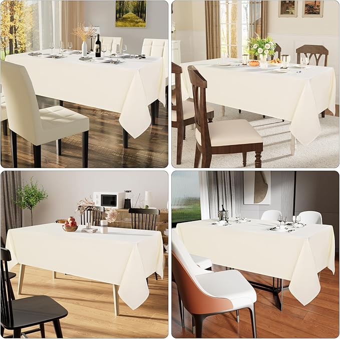 Smiry Rectangle Table Cloth, Waterproof Anti-Scratch Polyester Tablecloth, Decorative Washable Fabric Table Cover for Dining, Buffet, Parties and Outdoor, 60x120, Beige