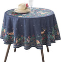 Maison d' Hermine Table Cloth Round Table 100% Cotton 69 Inches Fall Tablecloth Reusable Everyday Use for Thanksgiving Christmas Decorations Dining Farmhouse Party (Christmas Joy)