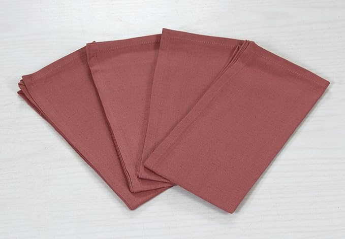 Accent Home 100% Cotton Napkins, Delicate Cloth Napkins for Dinners, Parties and Weddings，18 x 18 Inch Set of 12 - Blush