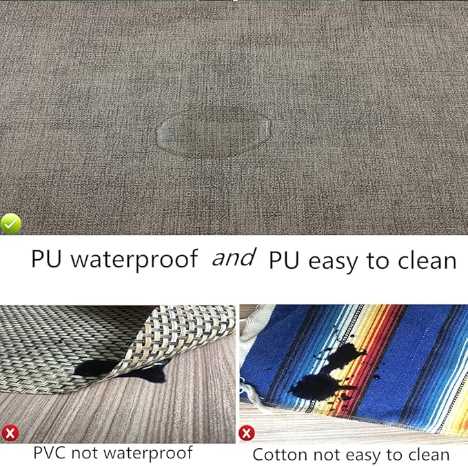WAZAIGUR Waterproof Easy to Clean Non-Slip Heat Resistant Thick Faux Leather Placemats for Dining Table Set of 8,Light Brown