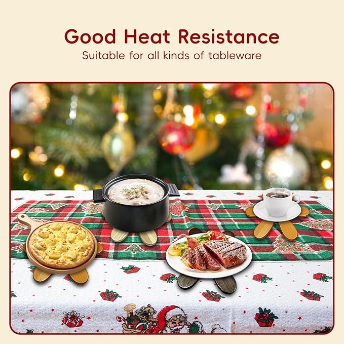 Wooden Trivets for Hot Dishes, Wooden Tree Trivet Set, Natural Tree Trivet Set - Foldable Wooden Tree Coasters for Kitchen Counter, Hot Pots and Pans, Heat Resistant Table Protectors