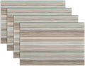 Winknowl Placemats Set of 4, Heat Resistant Non-Slip Vinyl Woven Table Mats for Dining Table, Washable Durable Elegant Place Mats for Kitchen Indoor/Outdoor Use (Teal Green)
