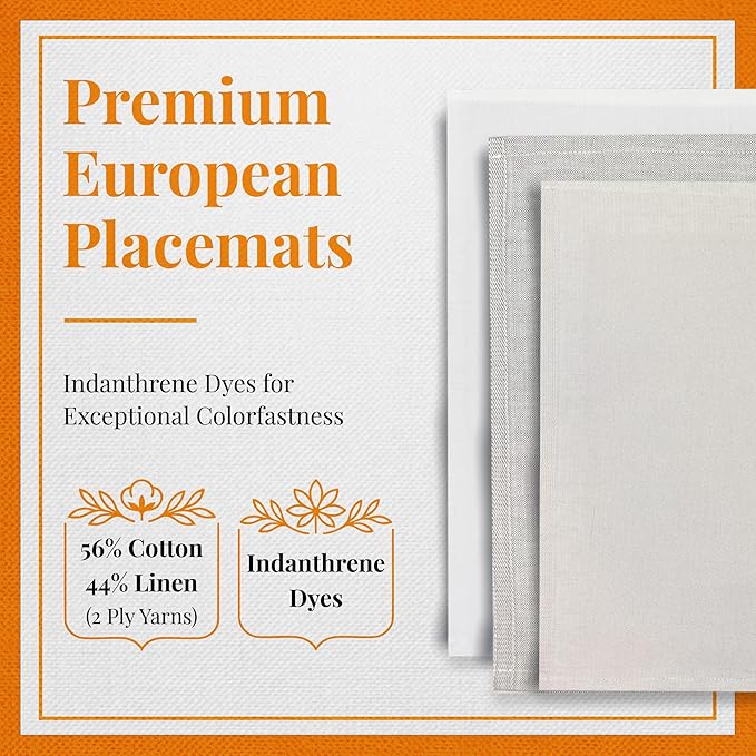 Premium European Cloth Table Linen Placemats - 56% Cotton 44% Linen Fabric, Jacquard Woven Design - for All Occasions or Daily Use - Machine Washable - Carlo Lamperti Italy - Sage, 20"x14" (Set of 4)