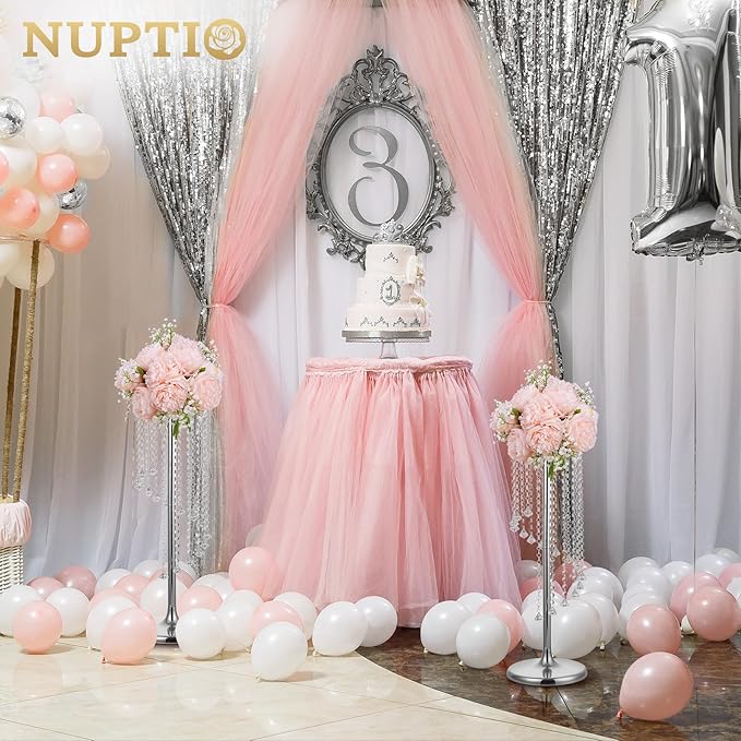 Nuptio 2 Pcs 27.6inch Tall Wedding Centerpieces Silver Vases Crystal Flower Vase Metal Flowers Stand for Party Tables Decorations - Elegant Bulk Weddings Decoration Table Chandelier Centerpiece stands