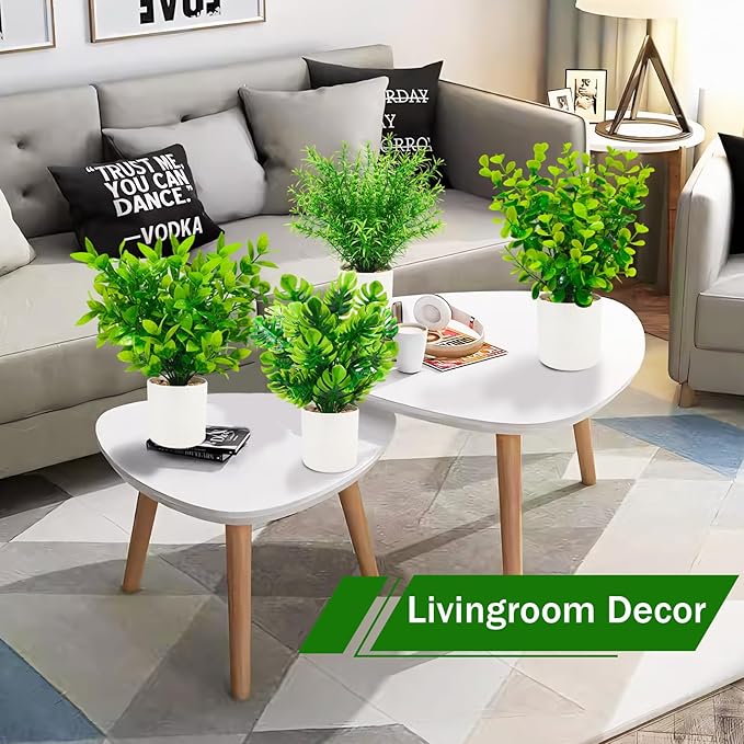 4 Packs Mini Artificial Potted Plants Small Fake Plants Artificial Greenery for Home Office Bathroom Farmhouse Tabletop Spring Decor