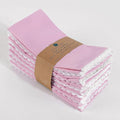 FINGERCRAFT Dinner Cloth Napkin Cotton Linen Blend 4 Pack Mitered Corners with Elegant Lace for Everyday Use Napkins are Pre Shrunk and Good Absorbency Pastel Rose