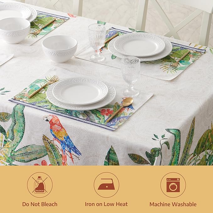 Maison d' Hermine Premium Table Cloth Rectangle Table 100% Combed Cotton 108 x 70 Inches Tablecloth Reusable Decorative for Dining Room, Farmhouse, Home, Party, Festive & Wedding - Mosaic