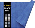 homing Faux Leather Heat Resistant Placemats 4 Packs, Waterproof Wipeable Dining PU Place Mats for Indoor & Outdoor, Easy to Clean, Sea Blue