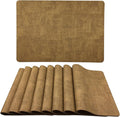 WAZAIGUR Waterproof Easy to Clean Non-Slip Heat Resistant Thick Faux Leather Placemats for Dining Table Set of 8,Brown