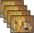 Benson Mills Cork Placemats Set of 4, Thick Cork Place Mats for Kitchen and Dining Tables, Easy Clean Table Mats (12" x 16" Rectangular Set of 4, Bordeaux Wine)