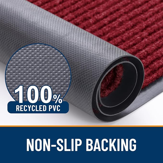 OLANLY Front Door Mat Indoor Outdoor Entrance, Waterproof Heavy Duty Doormat, Fade Resistant, Low Profile, Easy Clean Patio Porch Welcome Floor Mats for Entry, 71x34, Wine Red
