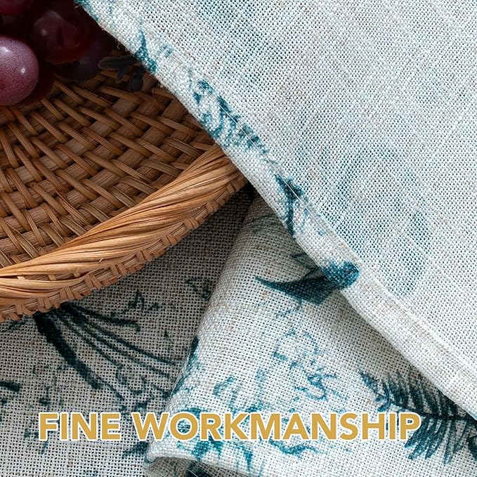 H.VERSAILTEX Linen Table Cloths Floral Printed Tablecloth Spill-Proof Waterproof Table Cover for Dining Buffet Feature Soft and Thick Fabric Wrinkle Free, 60 x 84 Inch, Vintage Botanical - Blue