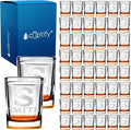 Personalized Square Shot Glasses Set of 50 Orange Bottom 2oz Engraved Initial and Name Custom Gifts, Weddings, Birthdays, Party, Event, Decorations